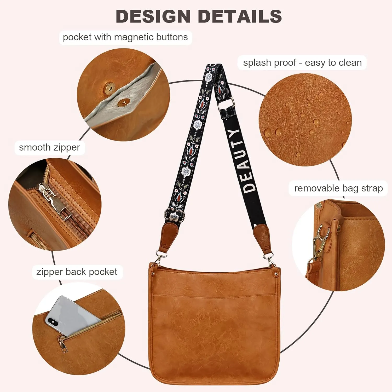 Crossbody Bags for Women Handbags Shoulder Bag with Adjustable Strap Women's Crossbody Purses Vegen Leather Hobo Bags