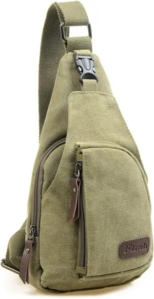 Crossbody Sling Backpack Canvas Small Sling Bag Hiking Daypack Rucksack for Men Women Outdoor Cycling Travel