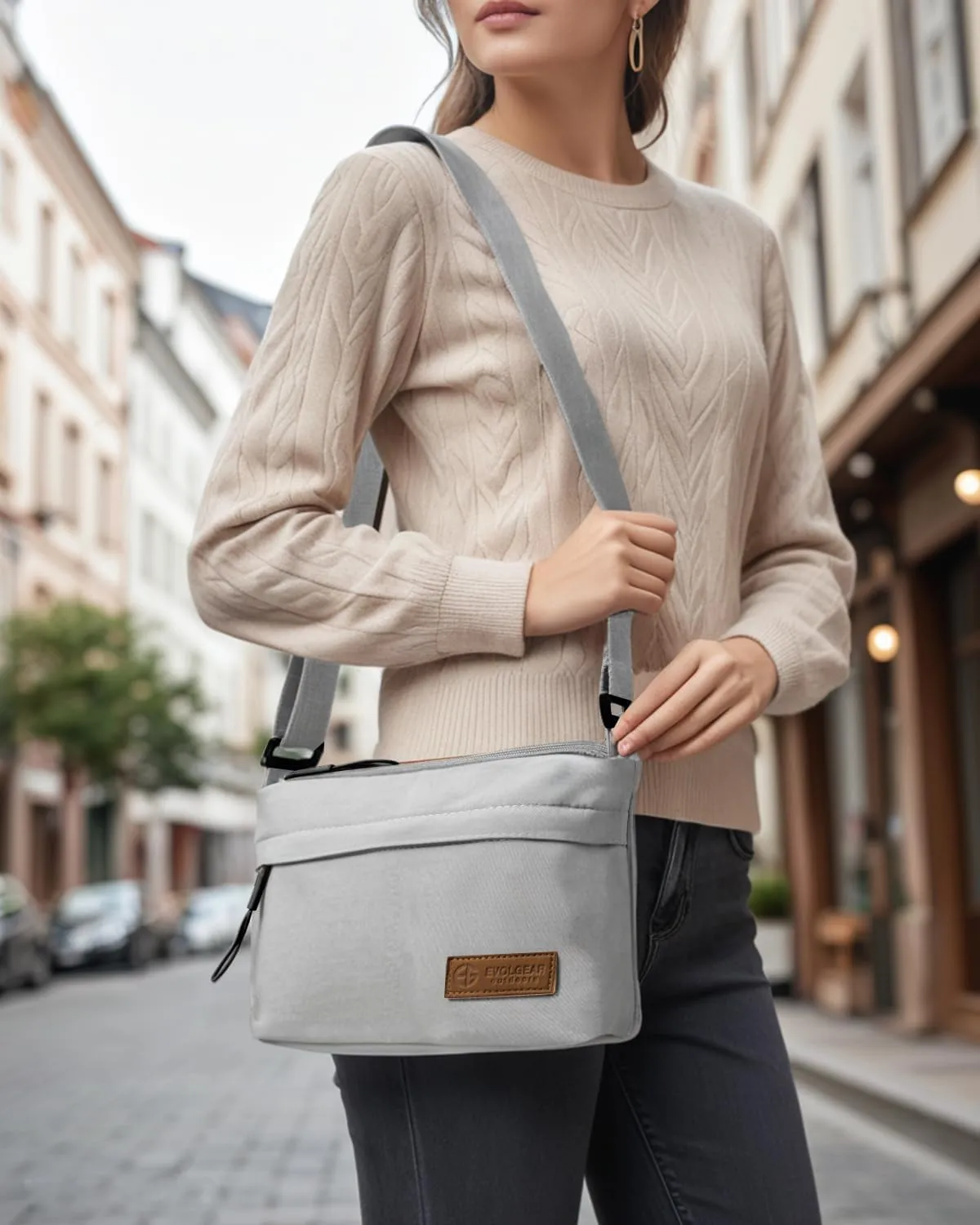 Crossbody Sling Bag Canvas Purse Small Shoulder Handbag 5 Pocket Casual Travel Messenger Hobo Bag Phone Satchel Backpack