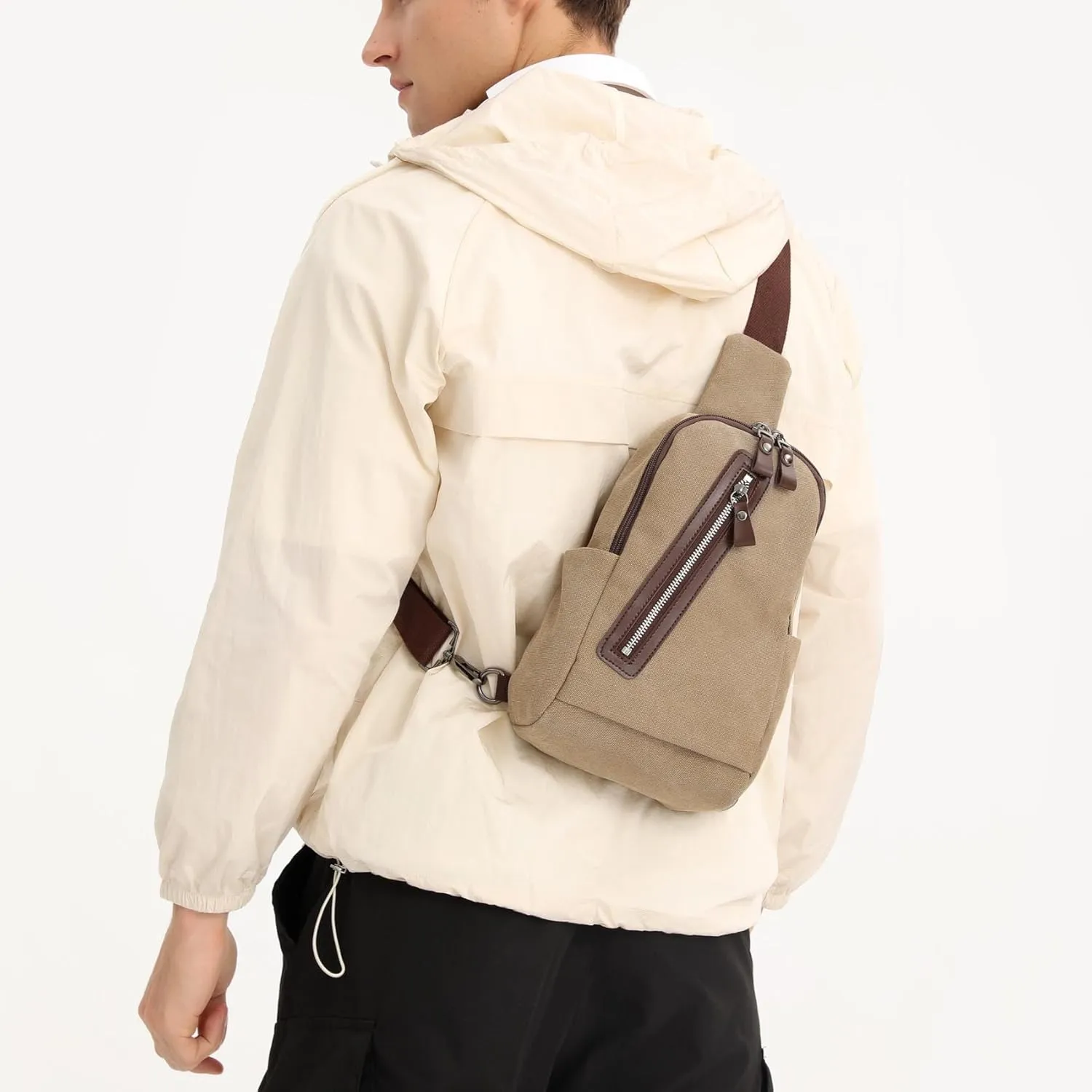 Crossbody Sling Chest Bag Canvas Purse Backpack Casual Daypack for Men Women Outdoor Hiking(Dark Grey)