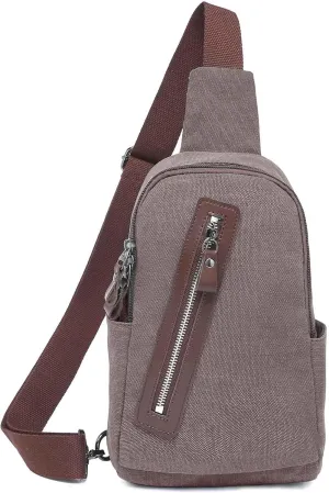 Crossbody Sling Chest Bag Canvas Purse Backpack Casual Daypack for Men Women Outdoor Hiking(Dark Grey)