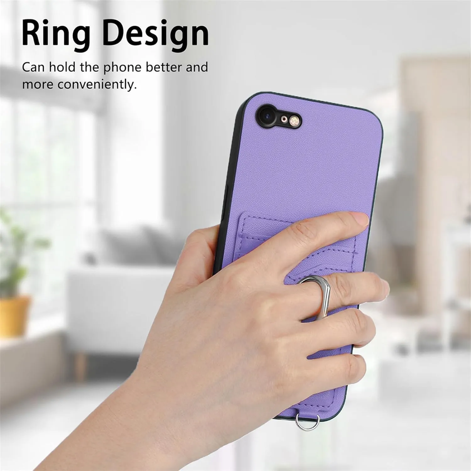 Crossbody Wallet Case for iPhone 16e with Card Holder and Ring Stand Kickstand Wrist Strap Lanyard Handbag Purse Phone Cover for iPhone 16e. Purple YKB