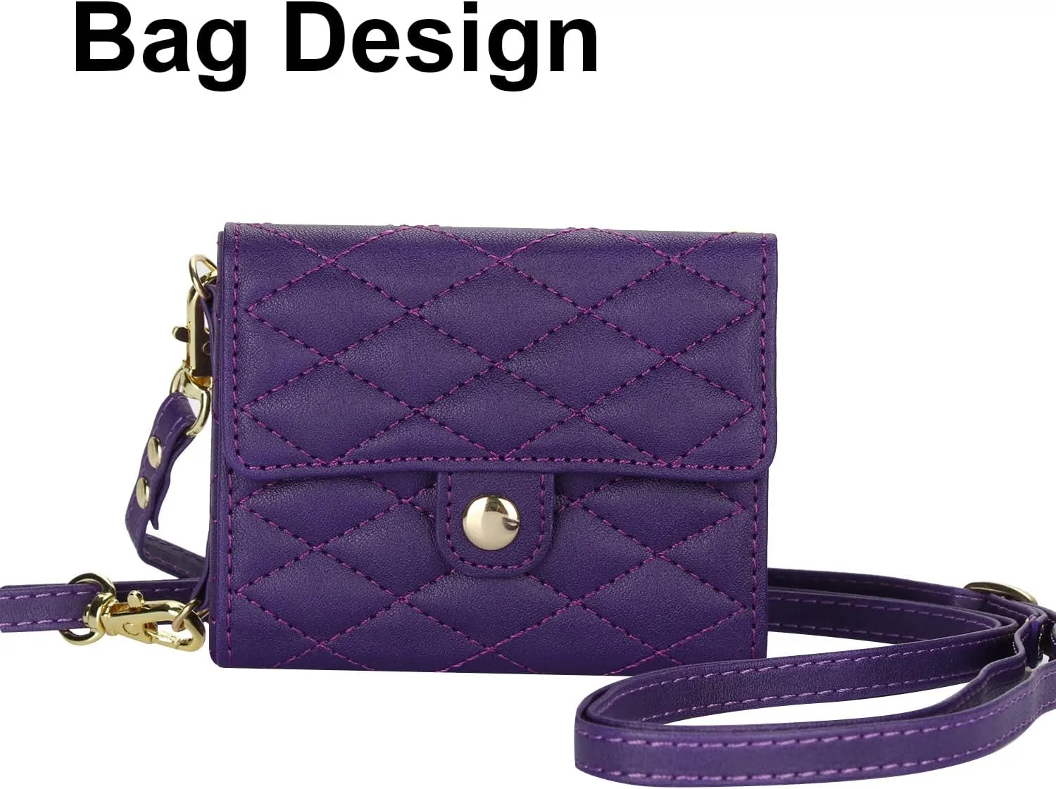Crossbody Wallet Case for Samsung Galaxy Z Flip 3 with RFID Blocking Card Slot, Magnetic Flip Case PU Leather Handbag with Detachable Lanyard and Kickstand for Galaxy Z Flip3 5G (Purple)