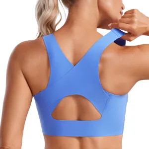 CRZ YOGA Womens Flex Sculpt Racerback Sports Bra - U Neck Medium Impact Padded Wireless Workout Gym Crop Top