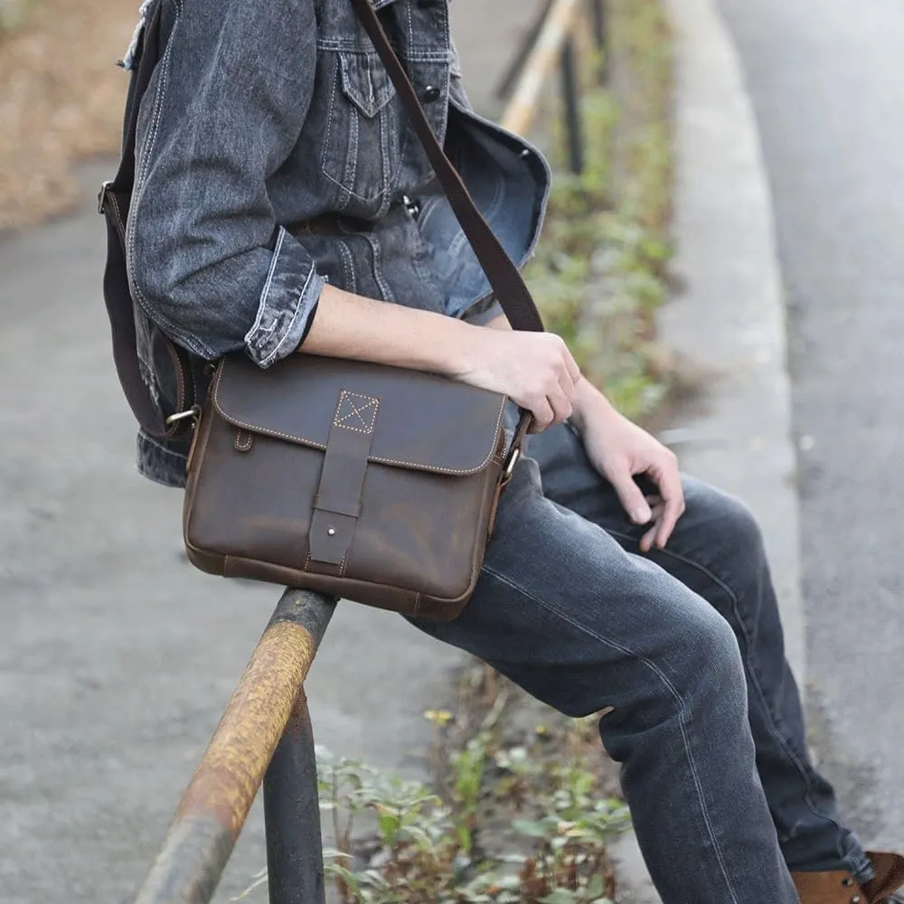 CSCDD Single Shoulder Bun Top Layer Cowhide Briefcase Personality Crossbody Handbag