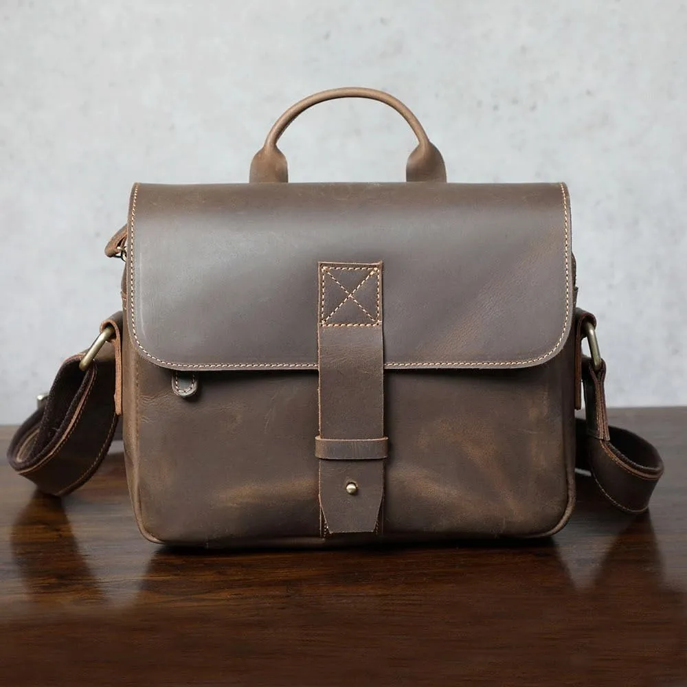 CSCDD Single Shoulder Bun Top Layer Cowhide Briefcase Personality Crossbody Handbag