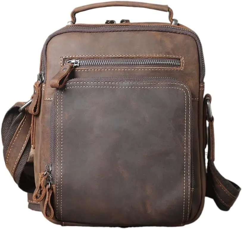 CSCDD Top Layer Cowhide Men's Shoulder Bag Crossbody Bag Daily Backpack