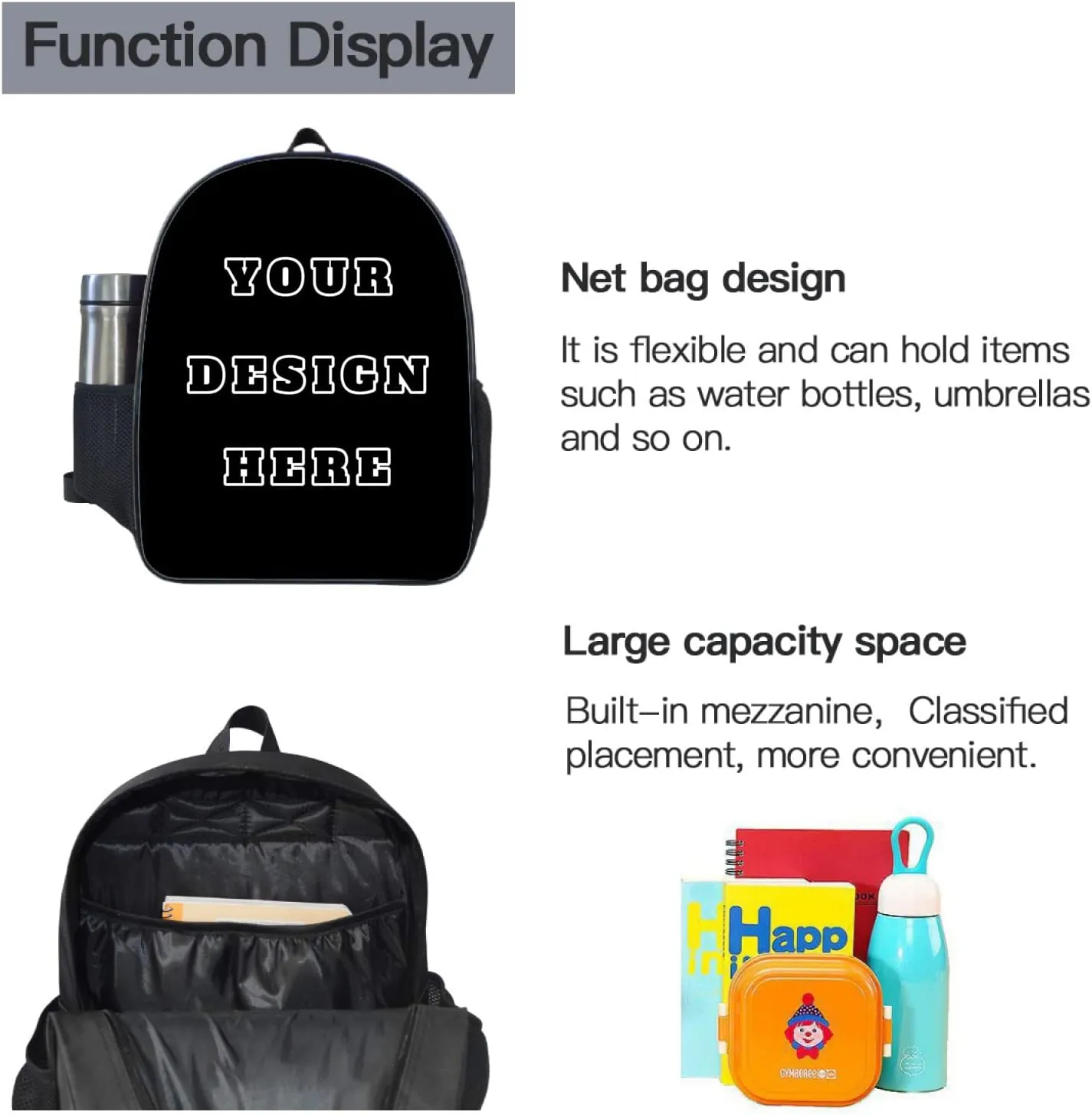 Custom Backpack for Boy Girl, Custom Personalized Text Image Backpack, Customize Laptop Backpack for Men Women, Custom 17In Casual with Laptop Compartment Travel Backpack