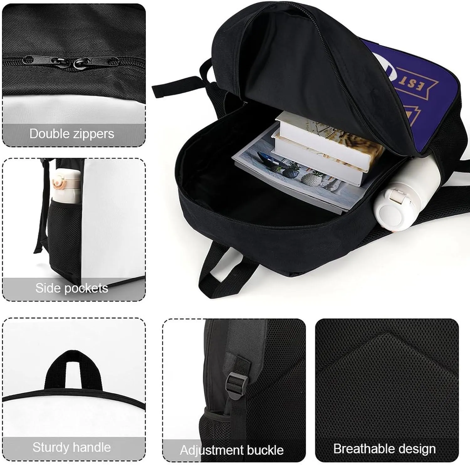 Custom Baltimore Backpack Casual Canvas Bag High Capacity Add Peronalized Name Numbers Football Fan Gift for Boy Girl Men Women