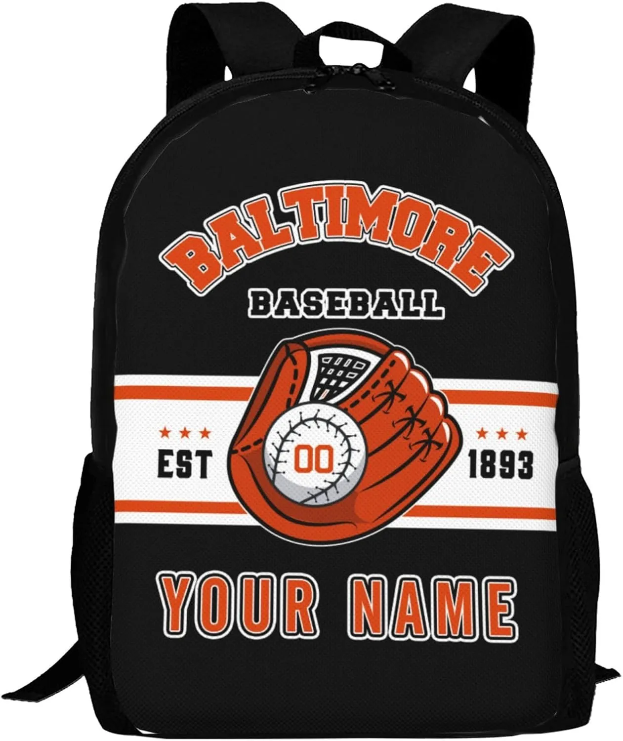 Custom Baltimore Backpack Gift for Men Women Boy, Personalized Name Number Shoulder Bag for School Travel Daypack