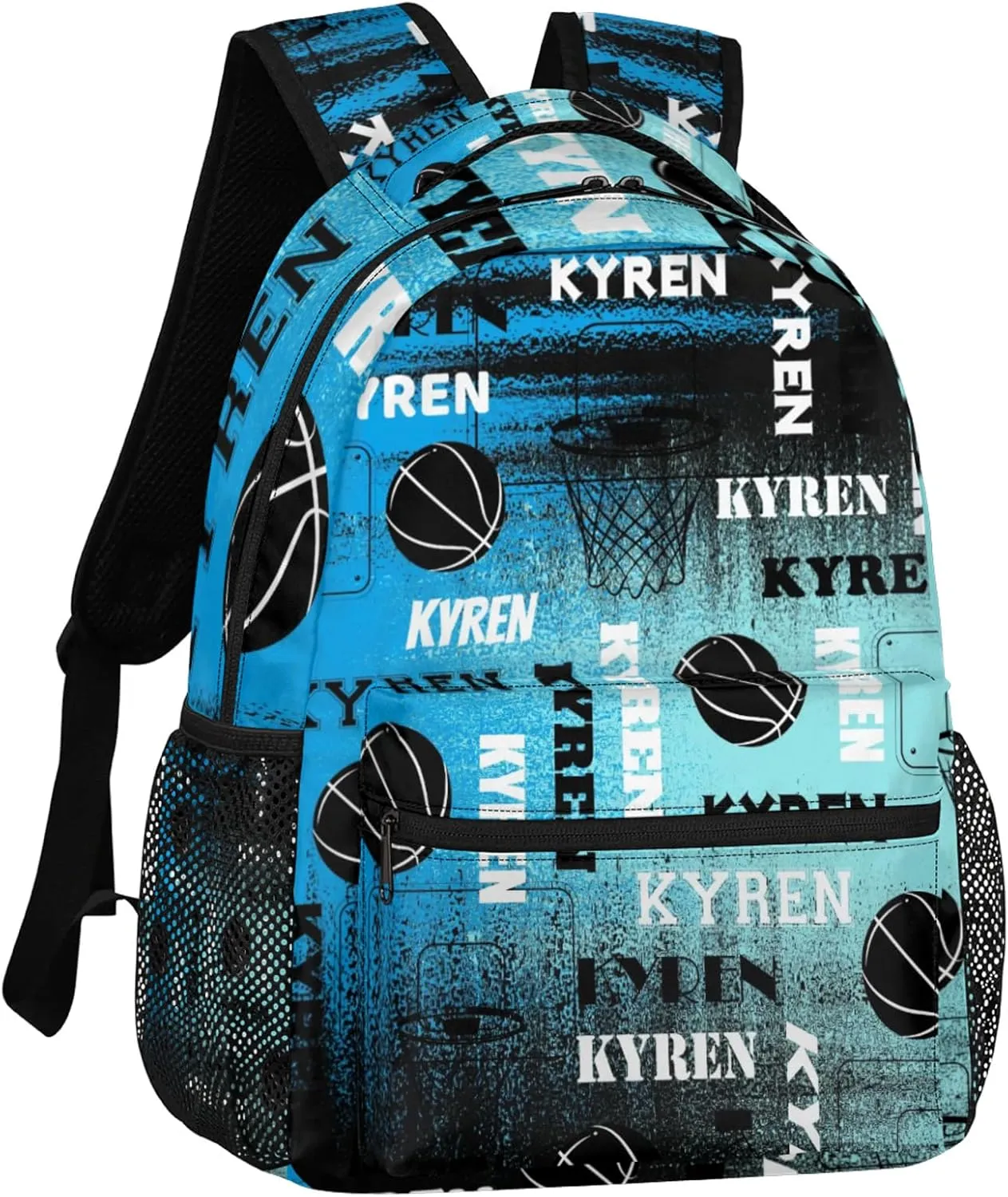 Custom Basketball Backpack for Men Women, Personalized Name Laptop Backpack, Sports Bag Lightweight Daypack for Travel Camping, Blue