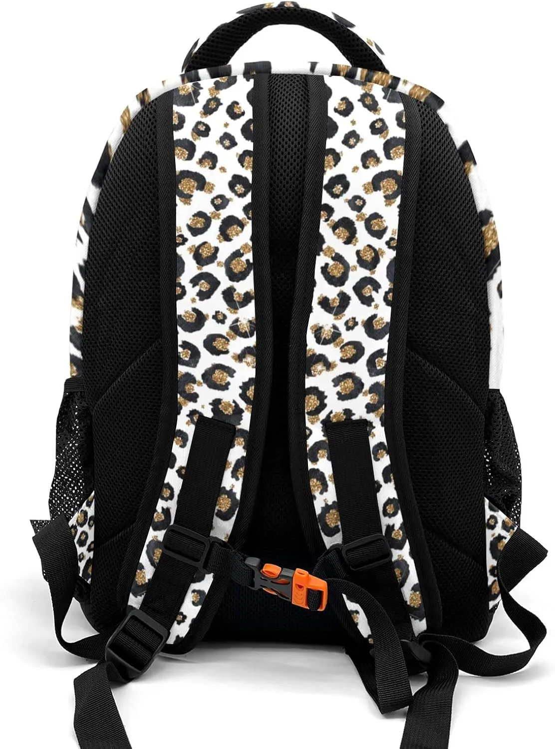 Custom Cheerleader Backpack Name Casual Bag Daypack for Women Men Camping Hiking Leopard Print Cheerleading