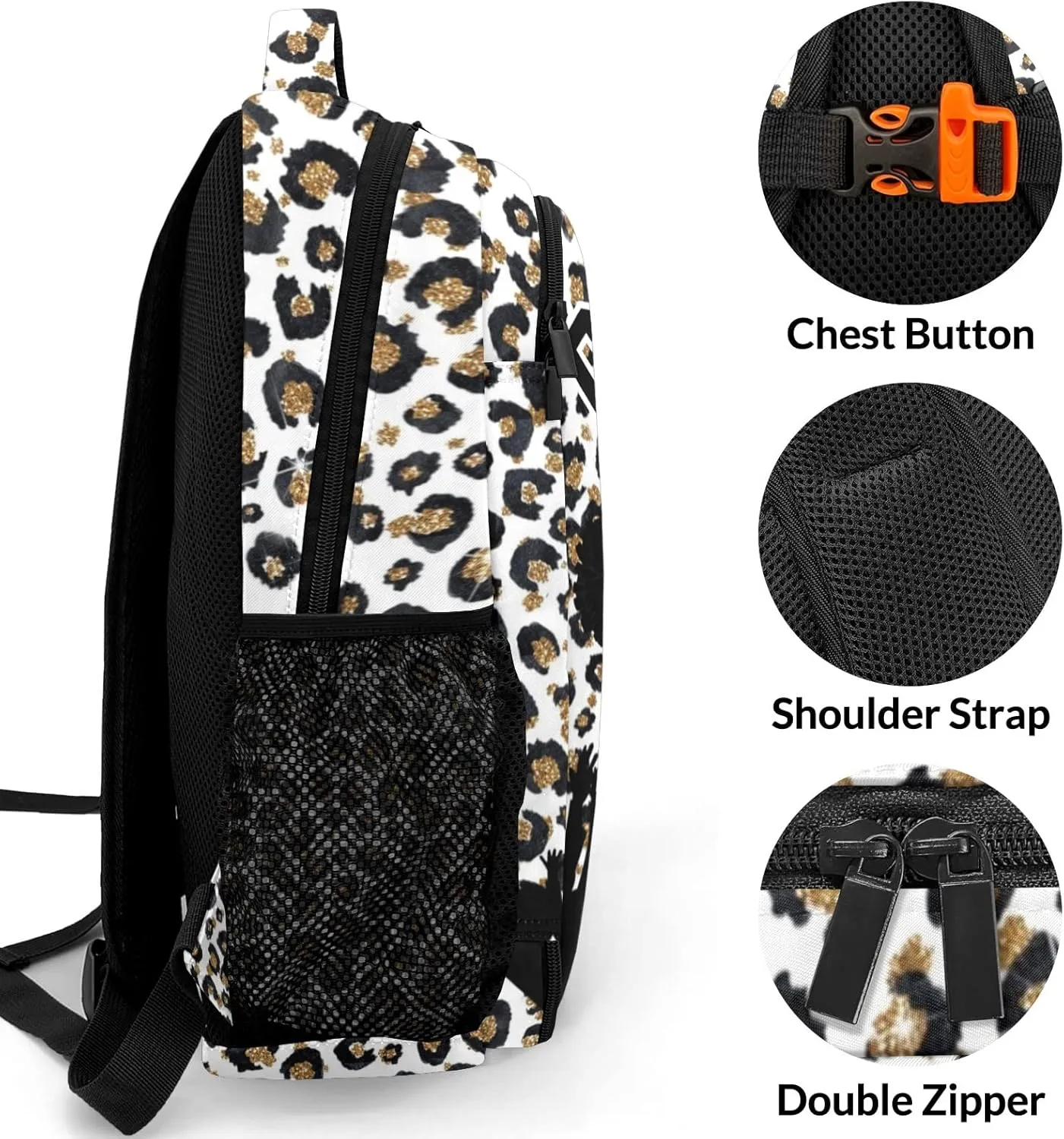Custom Cheerleader Backpack Name Casual Bag Daypack for Women Men Camping Hiking Leopard Print Cheerleading