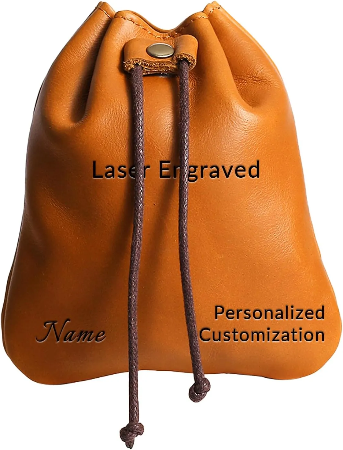 Custom Genuine Leather Drawstring Pouch Name or phrase, Personalized Coin Purse Change Holder,Medieval Customziable Multipurpose ​Medicine Bag