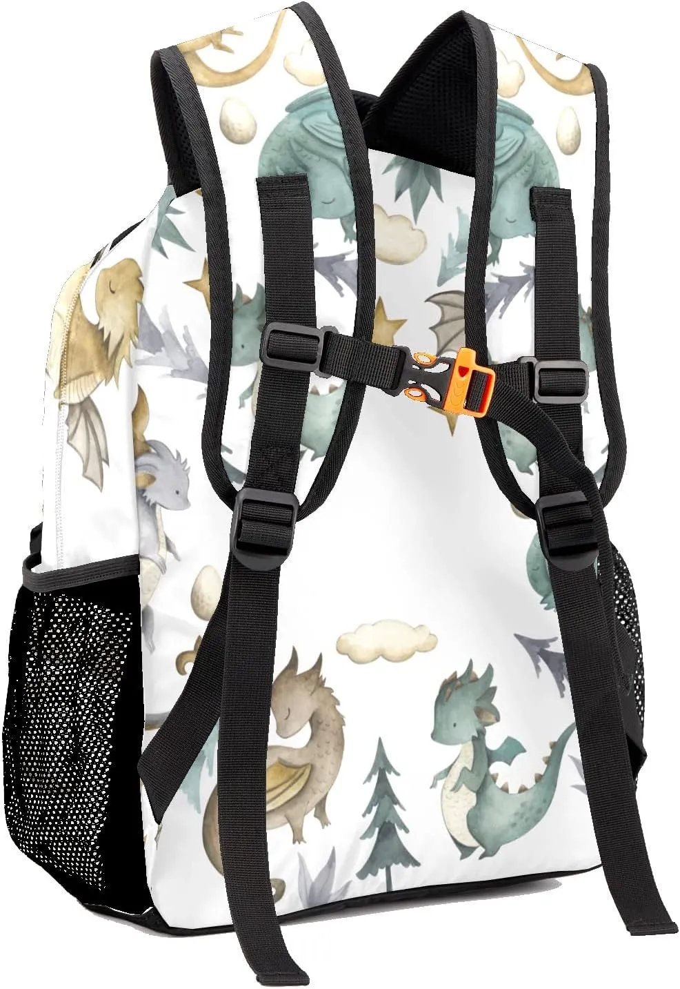 Custom Kid Backpack, Ancient Animals Dragon Watercolor Personalized School Bookbag with Your Own Name, Customization Casual Bookbags for Student Girls Boys