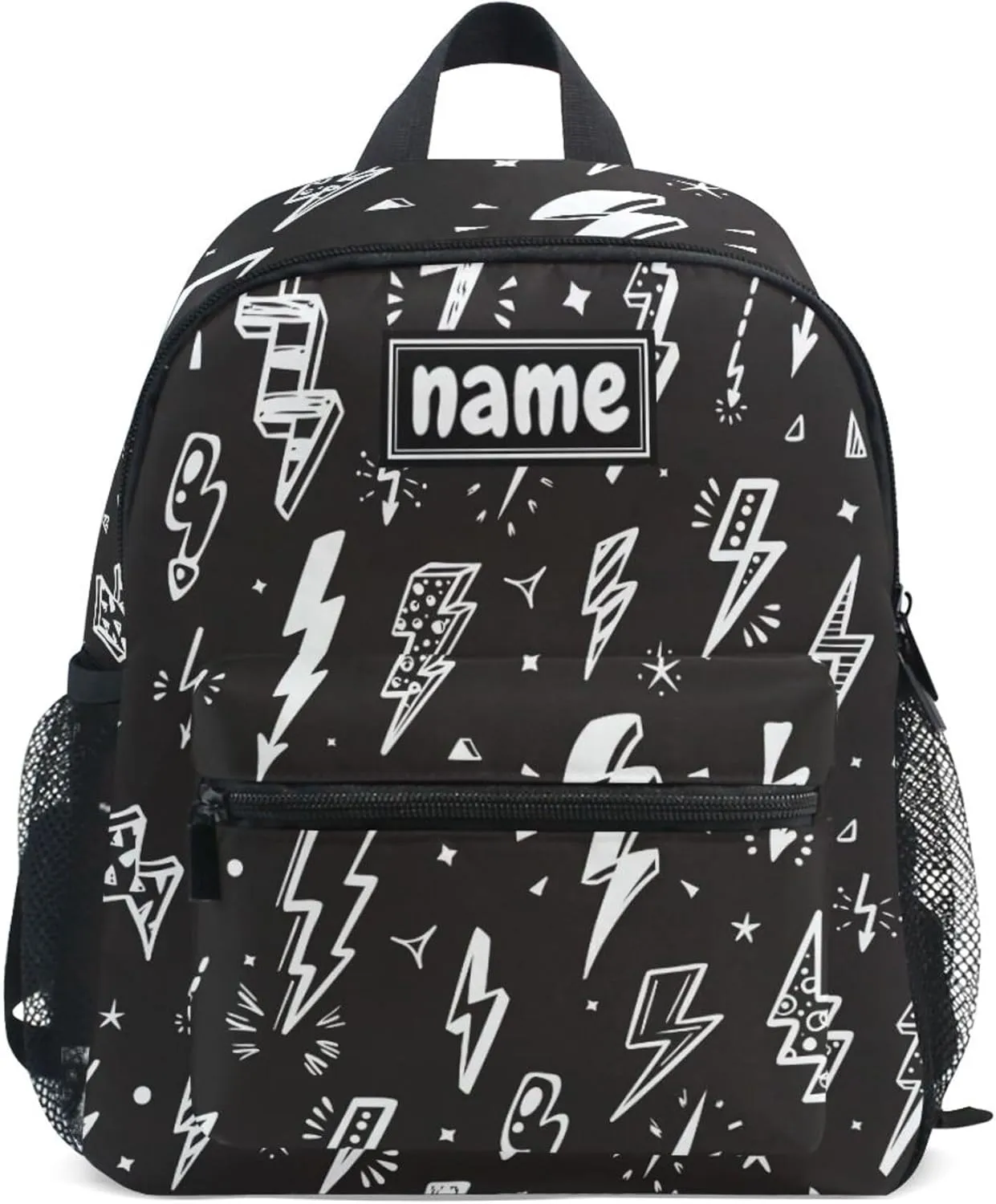 Custom Kid's Name Backpack, Lightning Bolts Toddler Backpack Personalized Name Preschool Book Bag Children Kindergarten Bag for Boys Girls