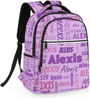 Custom Name Laptop Backpack Lightweight Personalized Shoulder Bag Backpack for Women Men Waterproof Casual Daypack Laptop Bag Gifts 16.1in, Light Purple