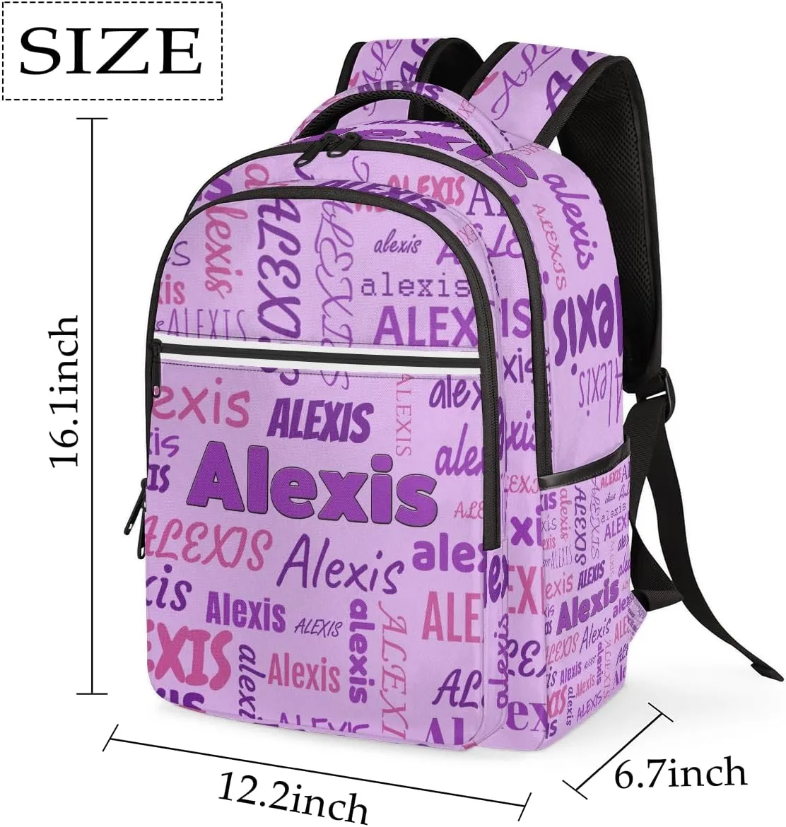 Custom Name Laptop Backpack Lightweight Personalized Shoulder Bag Backpack for Women Men Waterproof Casual Daypack Laptop Bag Gifts 16.1in, Light Purple