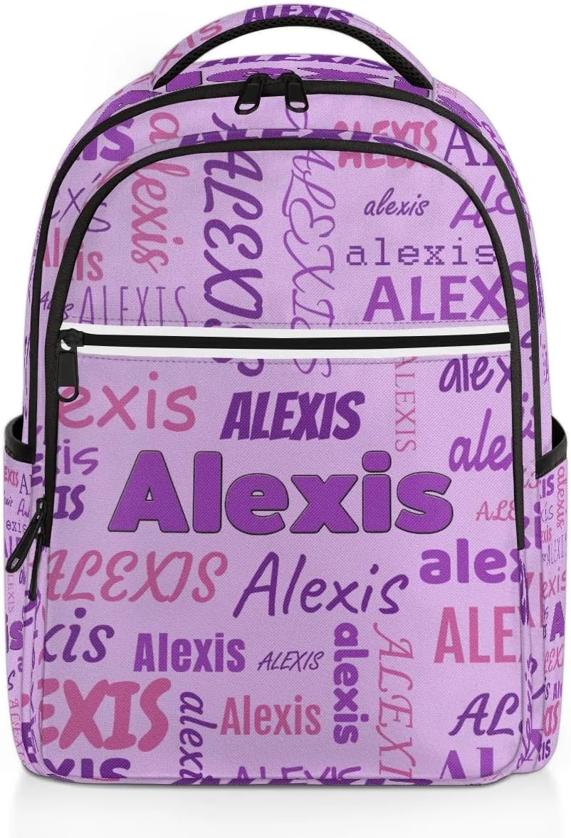 Custom Name Laptop Backpack Lightweight Personalized Shoulder Bag Backpack for Women Men Waterproof Casual Daypack Laptop Bag Gifts 16.1in, Light Purple