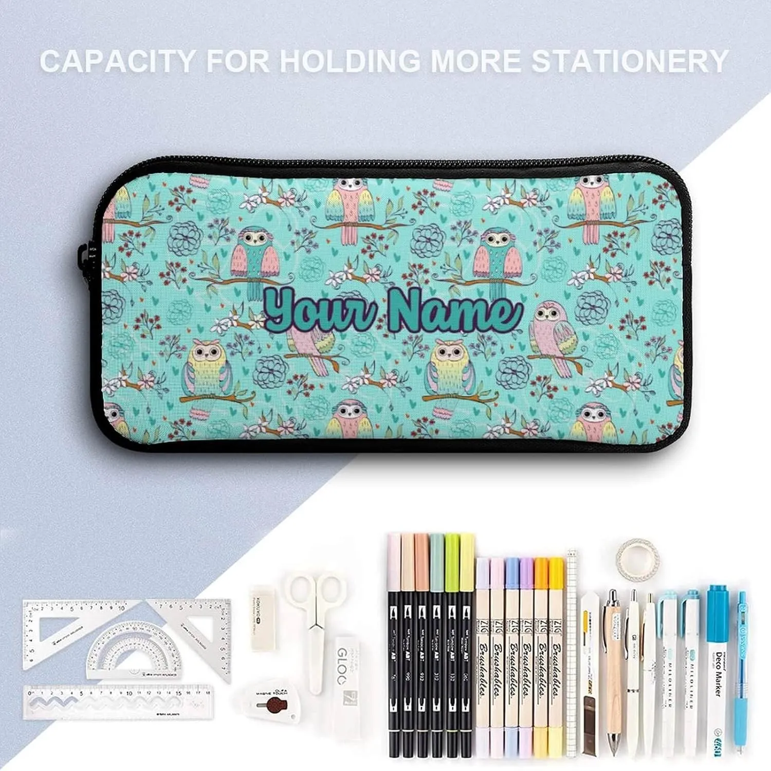 Custom Owl Backpack with Lunch Box & Pencil Case for Kids Girls Boys School, 16 Inch Cute Owls Bookbag, School Backpack for Students Children, Lightweight, Large Capacity
