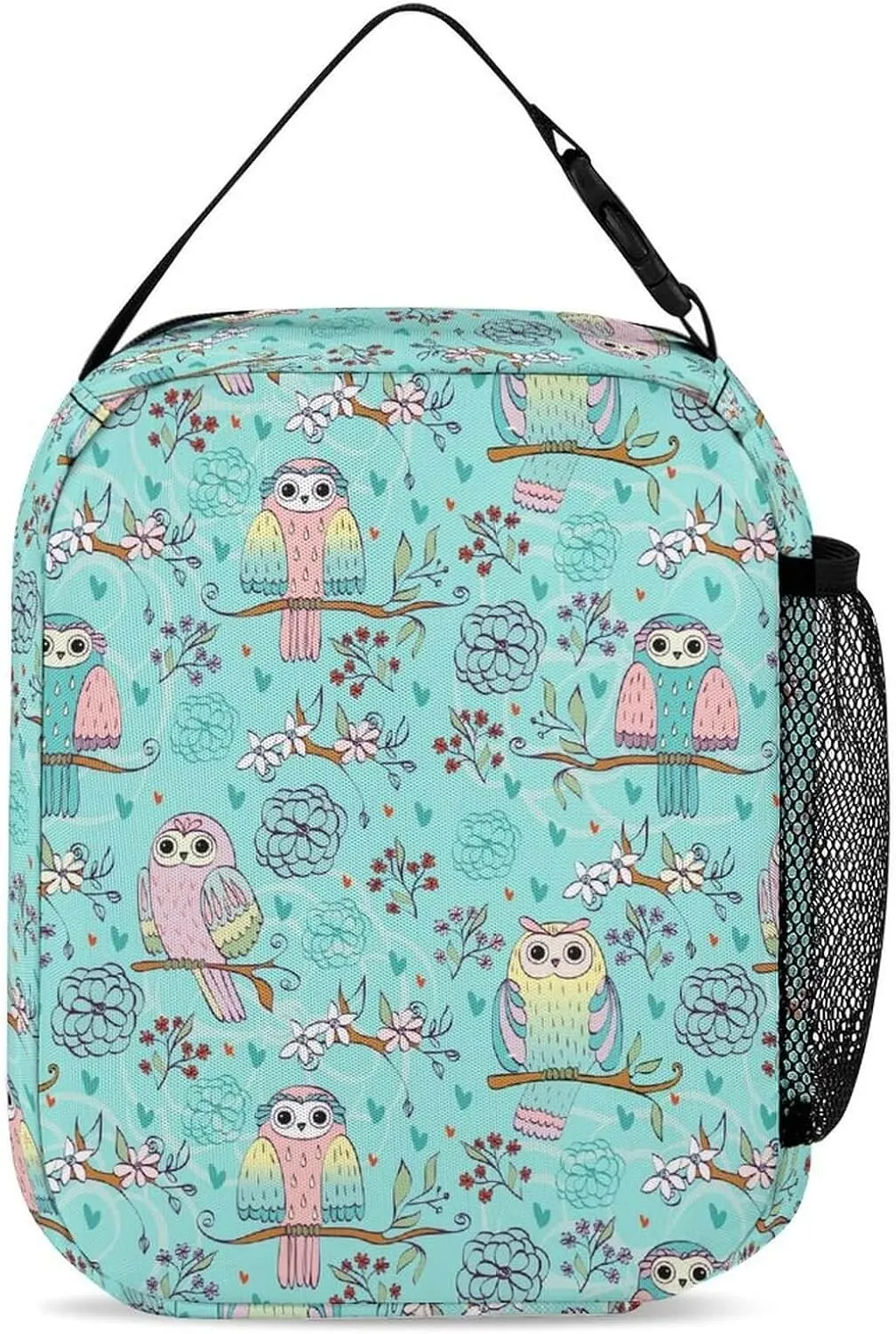 Custom Owl Backpack with Lunch Box & Pencil Case for Kids Girls Boys School, 16 Inch Cute Owls Bookbag, School Backpack for Students Children, Lightweight, Large Capacity