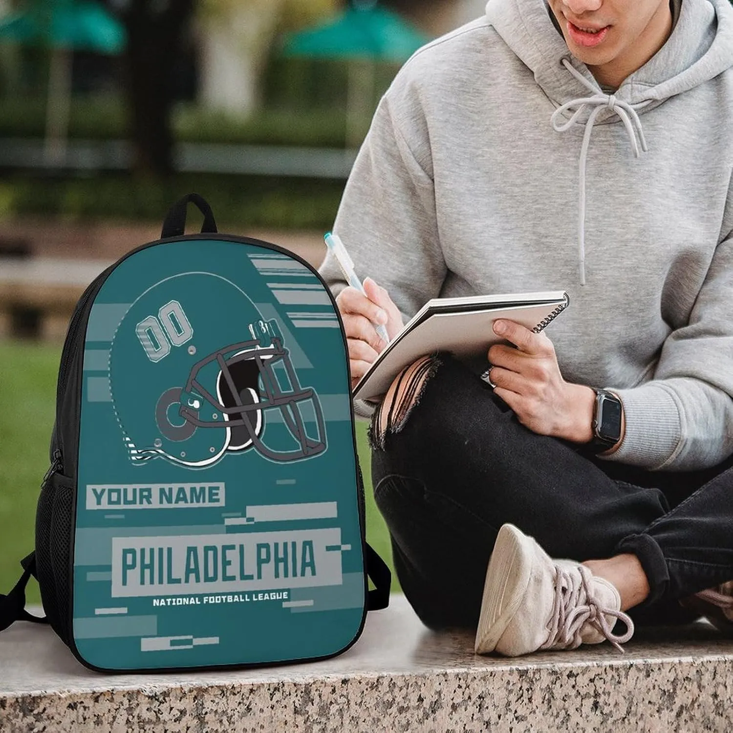Custom Philadelphia Backpack Personalized Name Number 17 Inch Laptop Shoulder Bag Fan Gift for Boy Girl Men Women