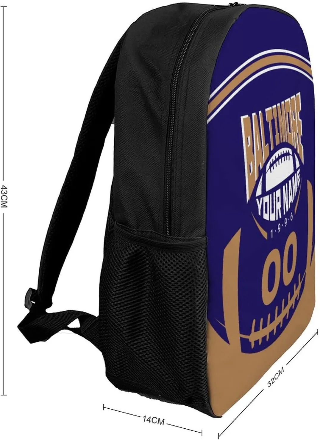 Custom Shoulder Baltimore Backpack Personalized Any Name Number 17 Inch Large Capacity Laptop Bag Bookbag Gifts for Men Women