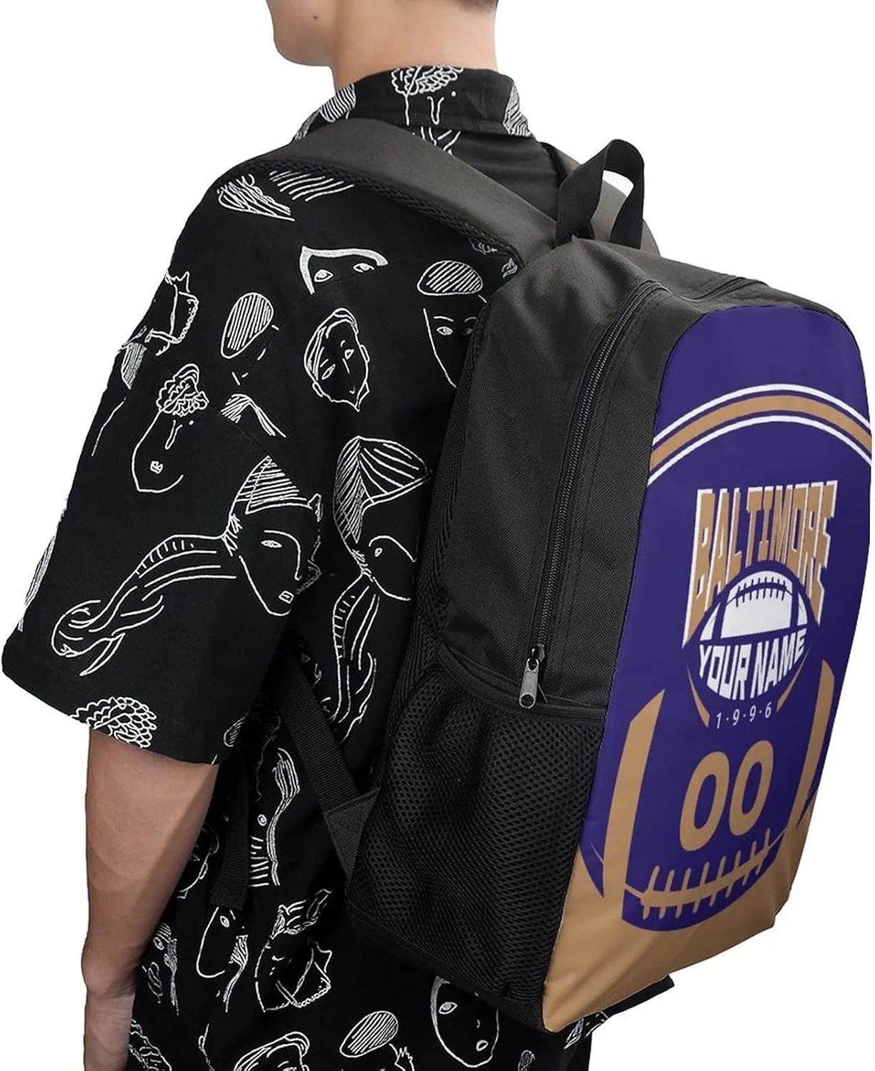 Custom Shoulder Baltimore Backpack Personalized Any Name Number 17 Inch Large Capacity Laptop Bag Bookbag Gifts for Men Women