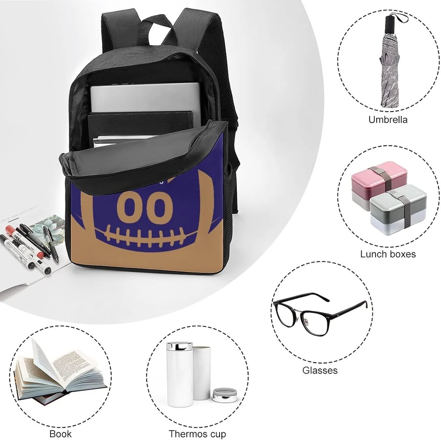 Custom Shoulder Baltimore Backpack Personalized Any Name Number 17 Inch Large Capacity Laptop Bag Bookbag Gifts for Men Women