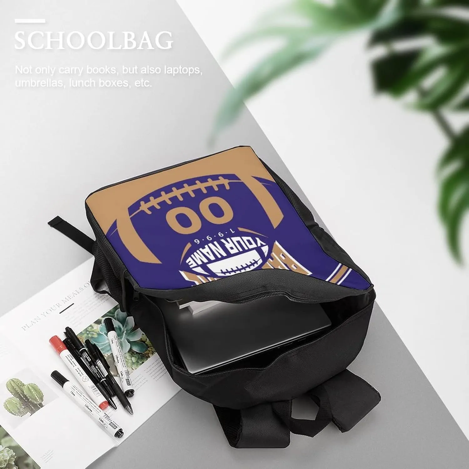 Custom Shoulder Baltimore Backpack Personalized Any Name Number 17 Inch Large Capacity Laptop Bag Bookbag Gifts for Men Women