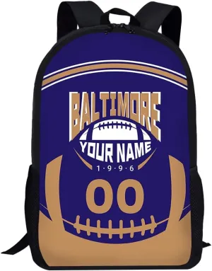 Custom Shoulder Baltimore Backpack Personalized Any Name Number 17 Inch Large Capacity Laptop Bag Bookbag Gifts for Men Women