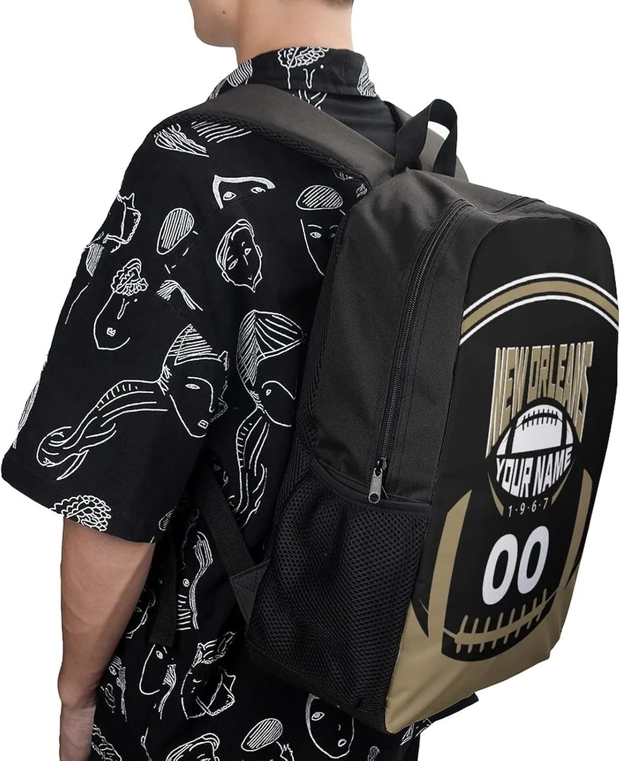 Custom Shoulder New Orleans Backpack Personalized Any Name Number 17 Inch Large Capacity Laptop Bag Bookbag Gifts for Men Women