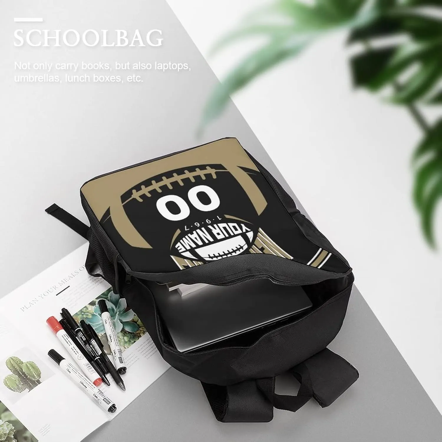 Custom Shoulder New Orleans Backpack Personalized Any Name Number 17 Inch Large Capacity Laptop Bag Bookbag Gifts for Men Women
