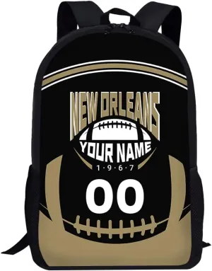 Custom Shoulder New Orleans Backpack Personalized Any Name Number 17 Inch Large Capacity Laptop Bag Bookbag Gifts for Men Women