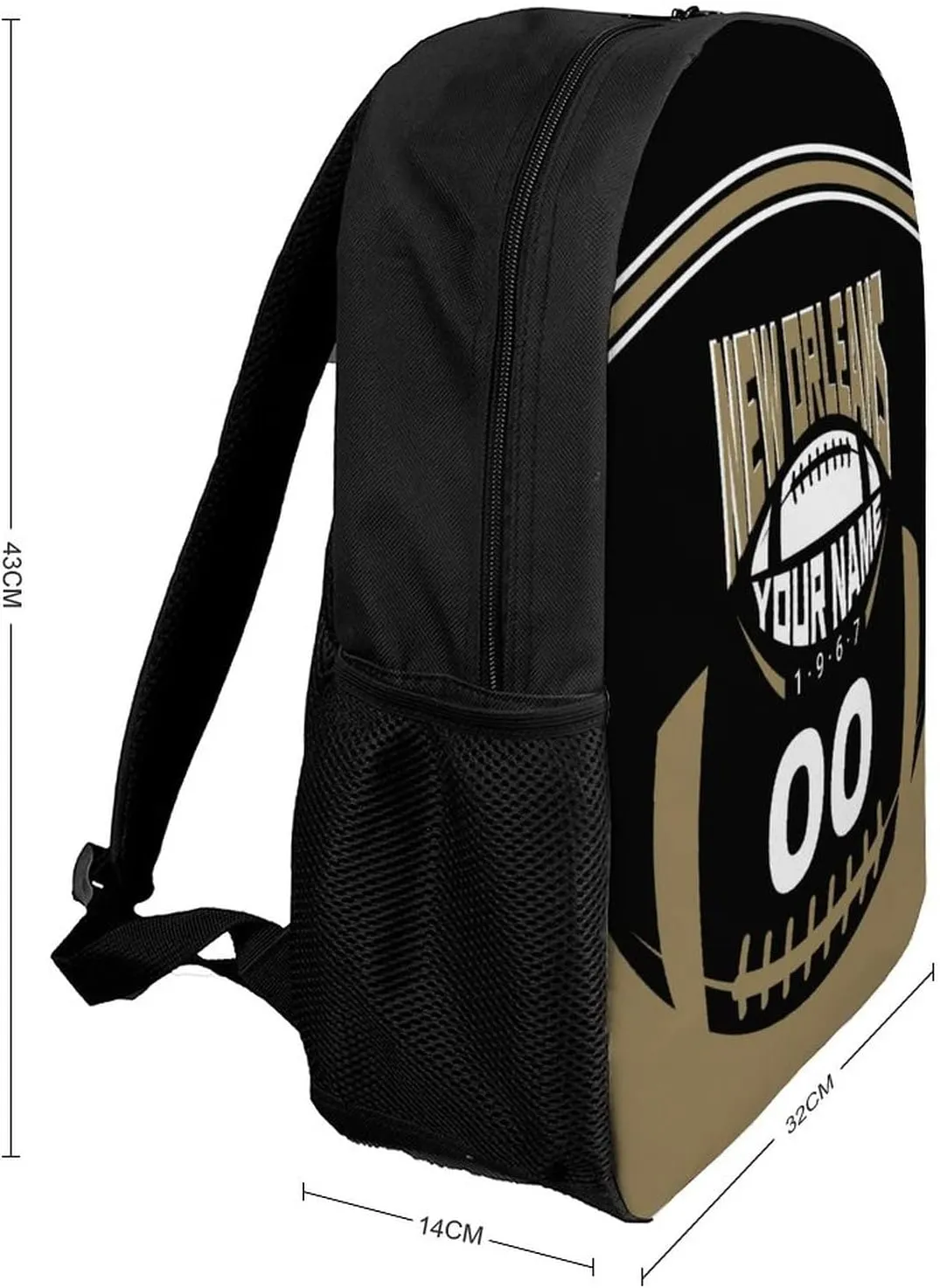 Custom Shoulder New Orleans Backpack Personalized Any Name Number 17 Inch Large Capacity Laptop Bag Bookbag Gifts for Men Women