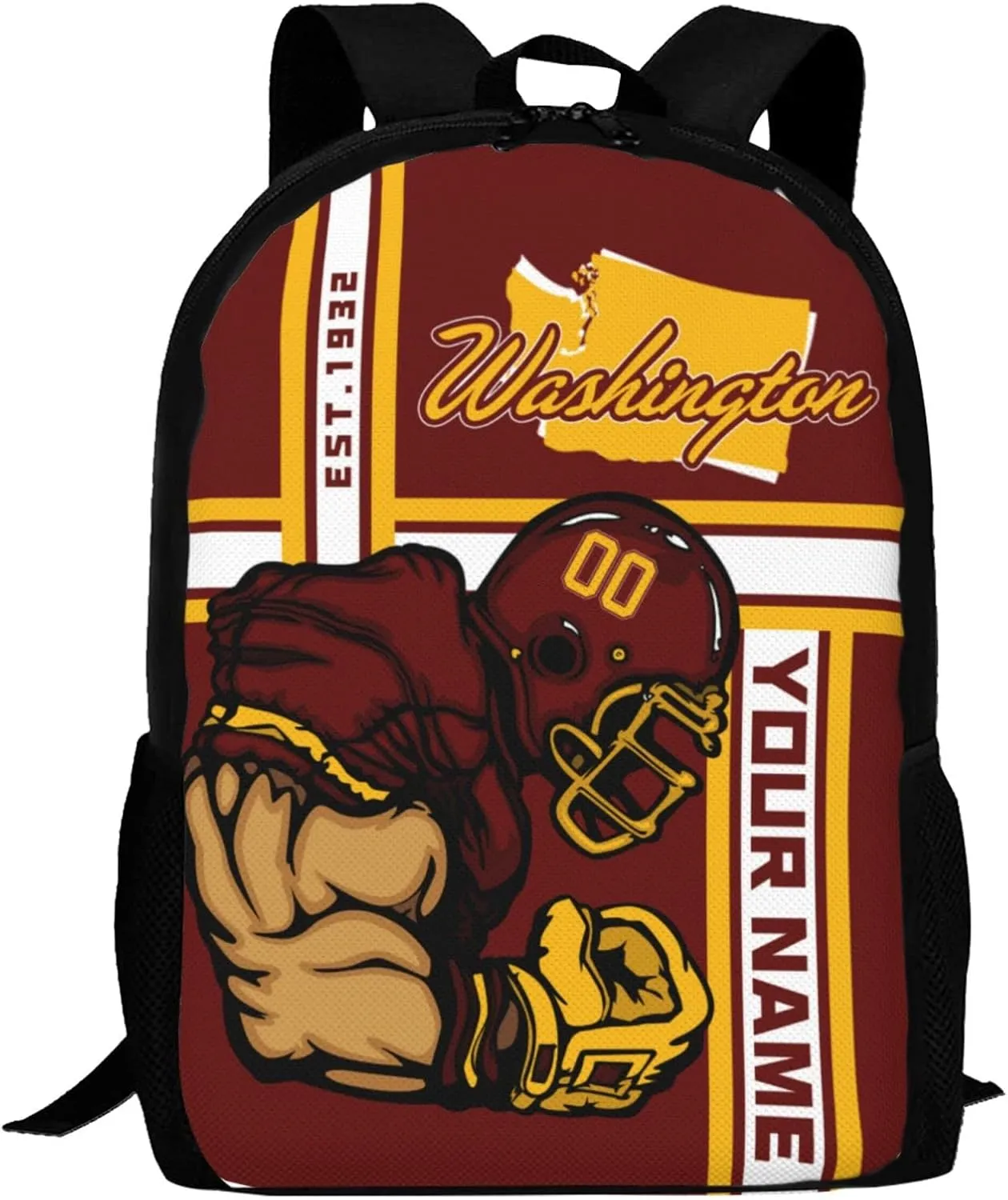 Custom Shoulder Washington Backpack Personalized Any Name Number 17 Inch Large Capacity Laptop Bag Bookbag Gifts for Men Women