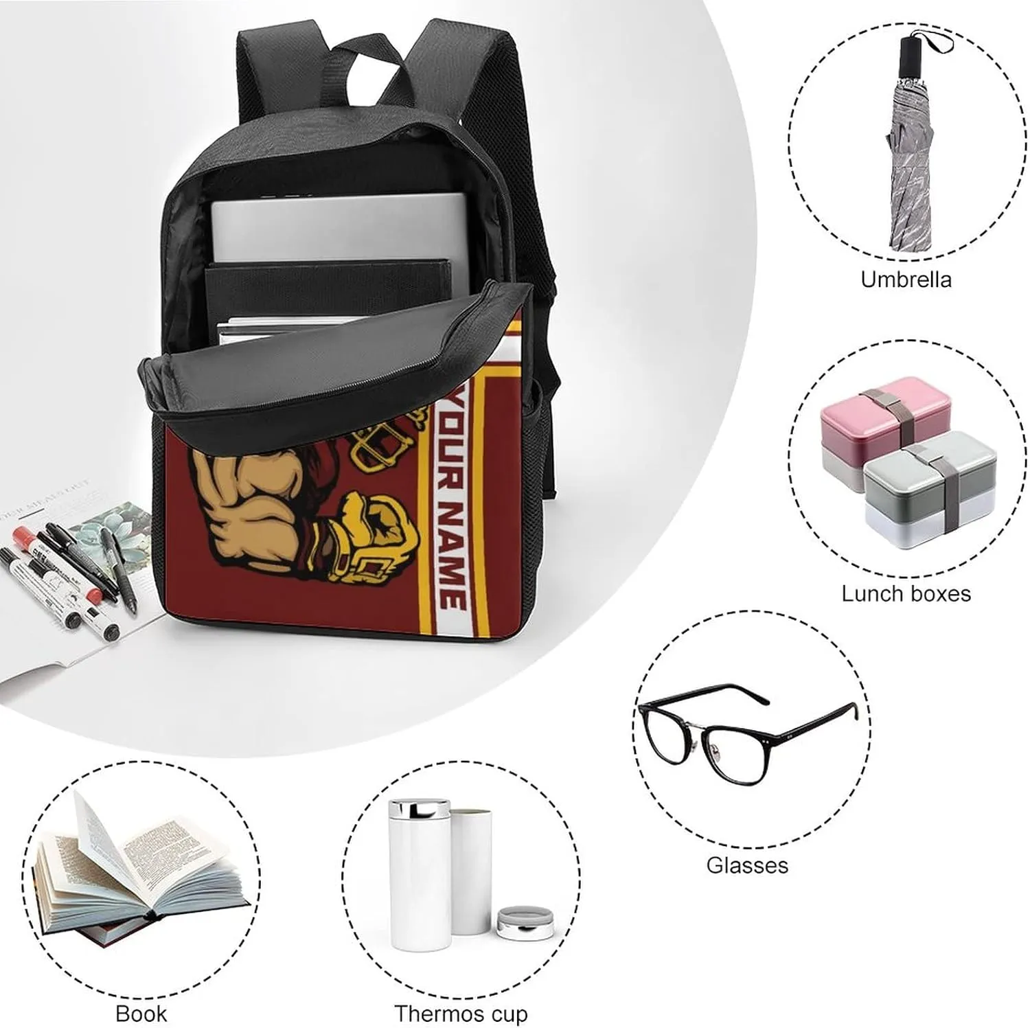 Custom Shoulder Washington Backpack Personalized Any Name Number 17 Inch Large Capacity Laptop Bag Bookbag Gifts for Men Women