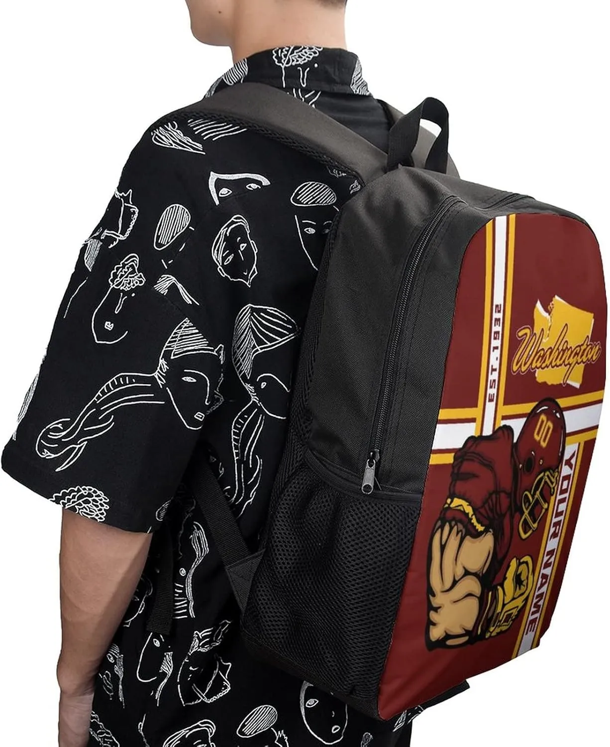 Custom Shoulder Washington Backpack Personalized Any Name Number 17 Inch Large Capacity Laptop Bag Bookbag Gifts for Men Women