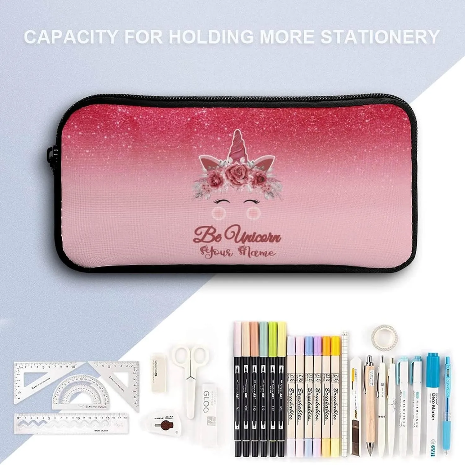 Custom Unicorn Backpack with Lunch Box & Pencil Case for Kids Girls Boys School, 16 Inch Cute Unicorns Bookbag, School Backpack for Students Children, Lightweight, Large Capacity