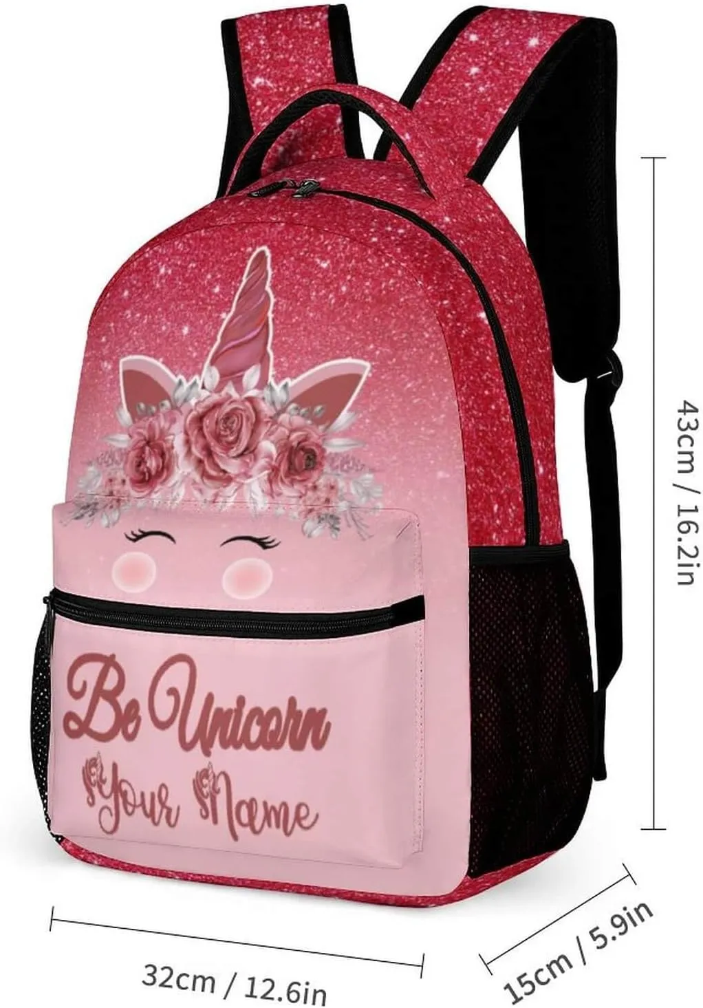 Custom Unicorn Backpack with Lunch Box & Pencil Case for Kids Girls Boys School, 16 Inch Cute Unicorns Bookbag, School Backpack for Students Children, Lightweight, Large Capacity