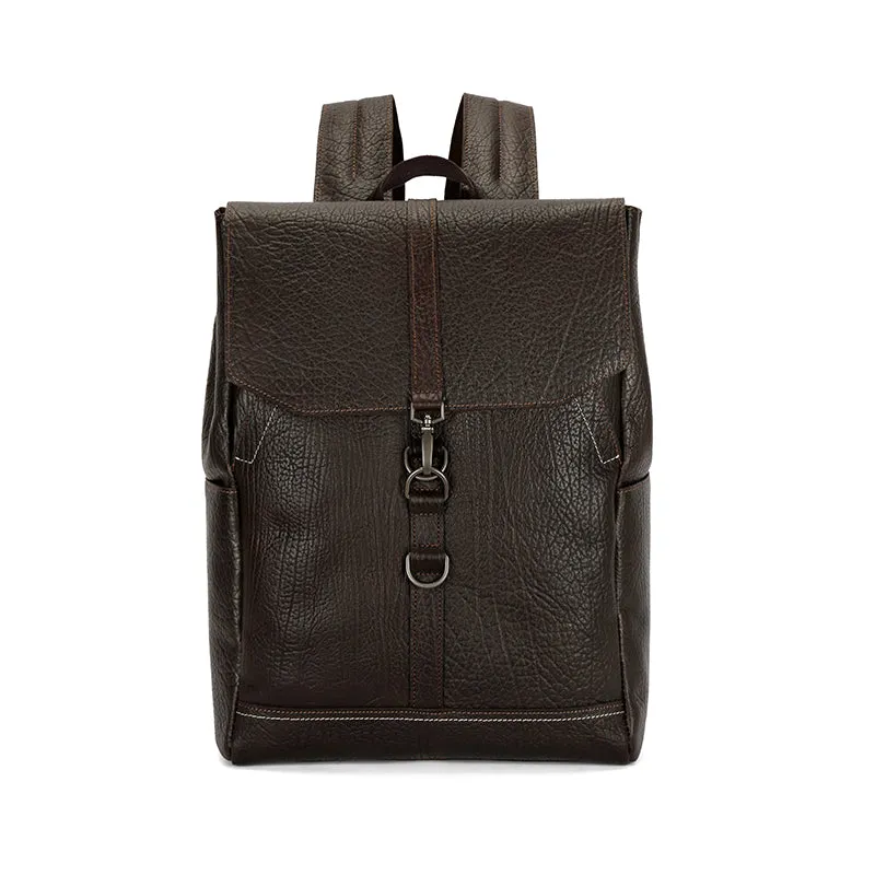 Custom Vintage Full Grain Leather Rucksack - Stylish Travel Backpack