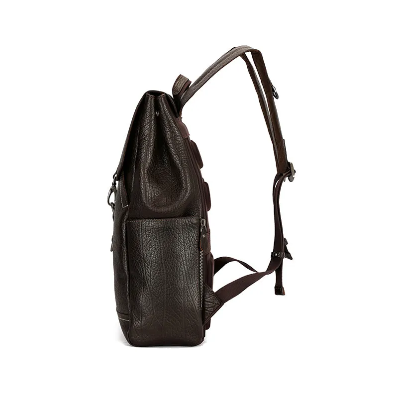 Custom Vintage Full Grain Leather Rucksack - Stylish Travel Backpack