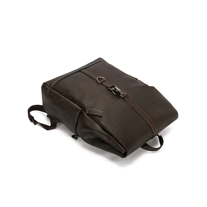 Custom Vintage Full Grain Leather Rucksack - Stylish Travel Backpack