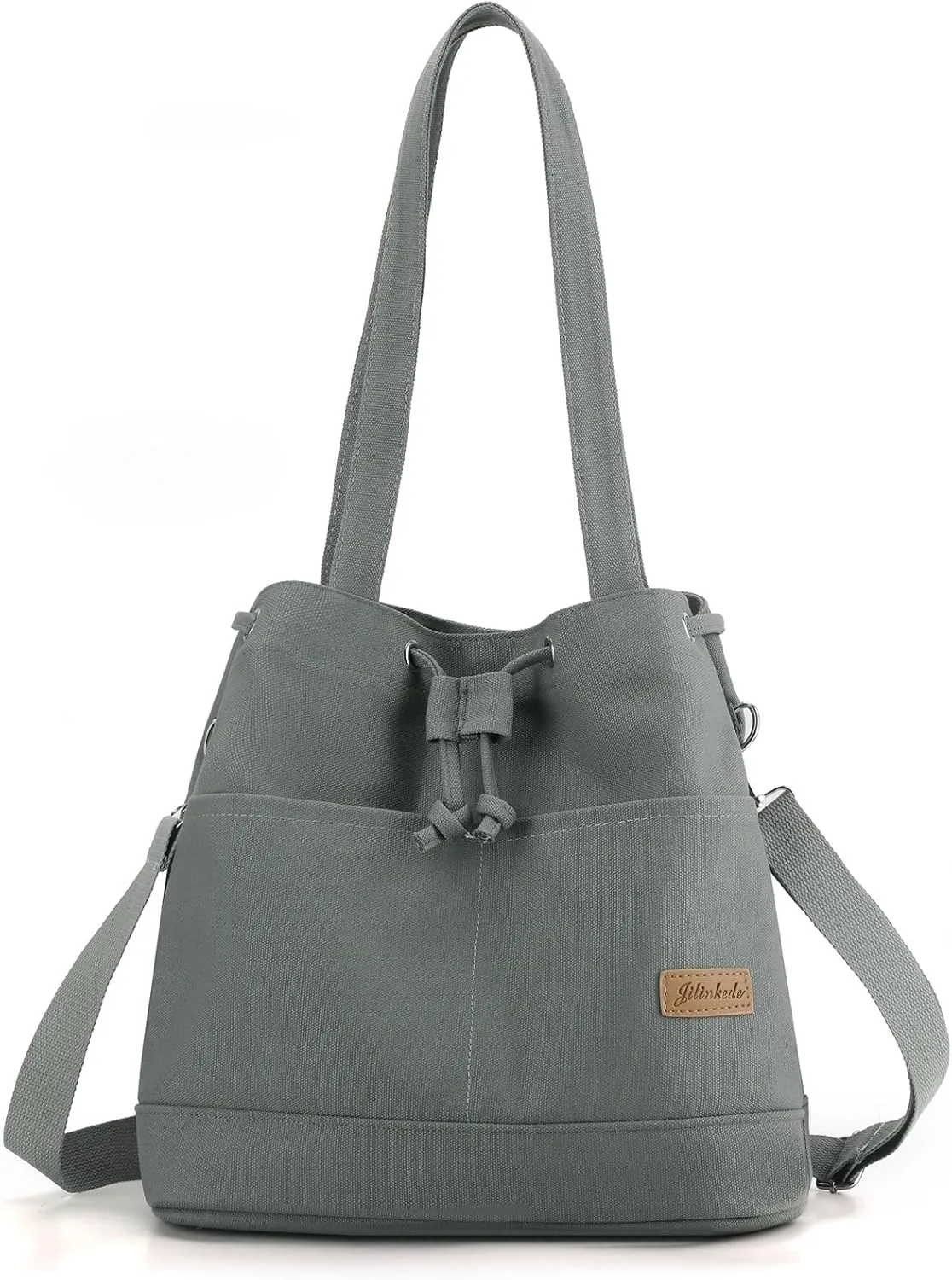 Cute Canvas Tote Crossbody Shoulder Bag with Multiple Pockets Small Casual Satchel Hobo Handbag Messenger Purse for Women