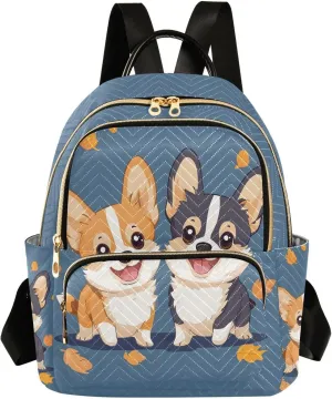 Cute Cartoon Welsh Corgi Dog Backpack Purse for Women Shoulder Bag Fashion Daypack Ladies Handbag Lightweight Travel Bag Rucksack