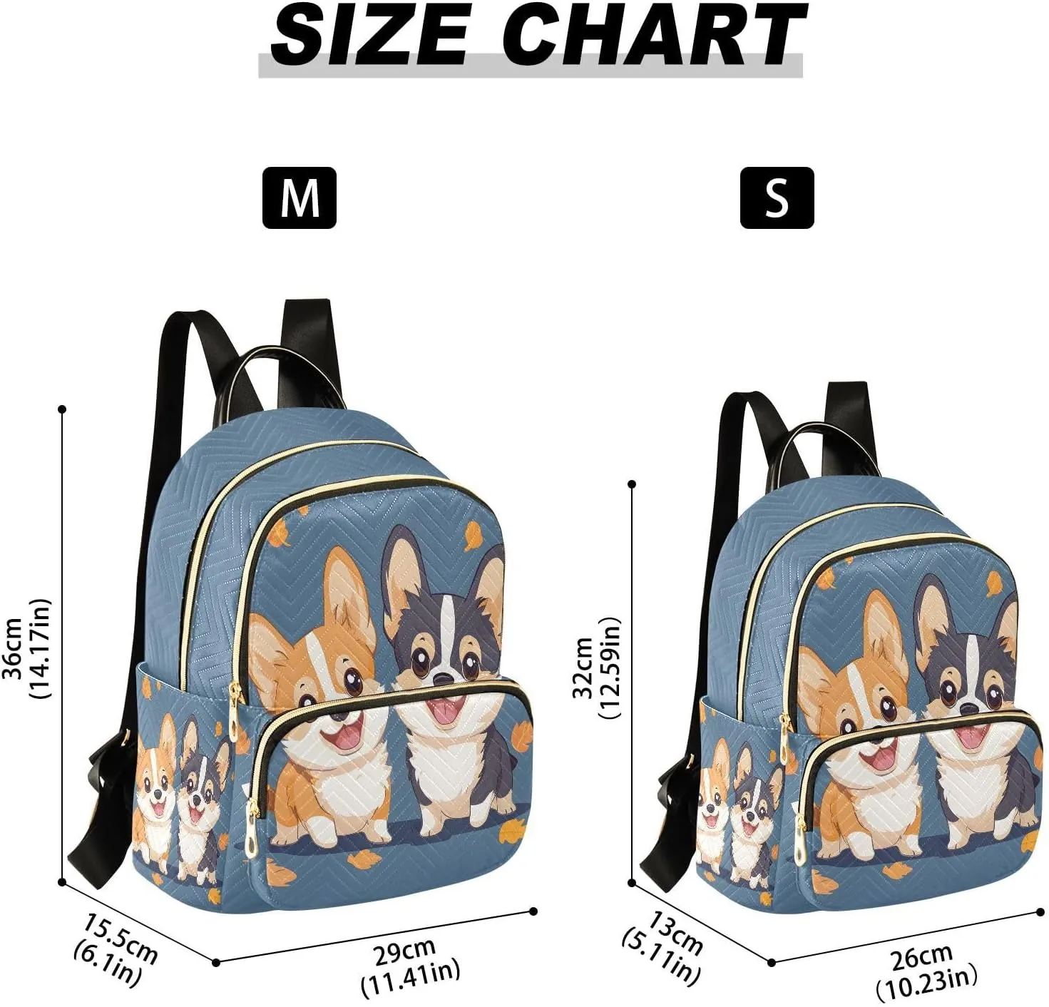 Cute Cartoon Welsh Corgi Dog Backpack Purse for Women Shoulder Bag Fashion Daypack Ladies Handbag Lightweight Travel Bag Rucksack