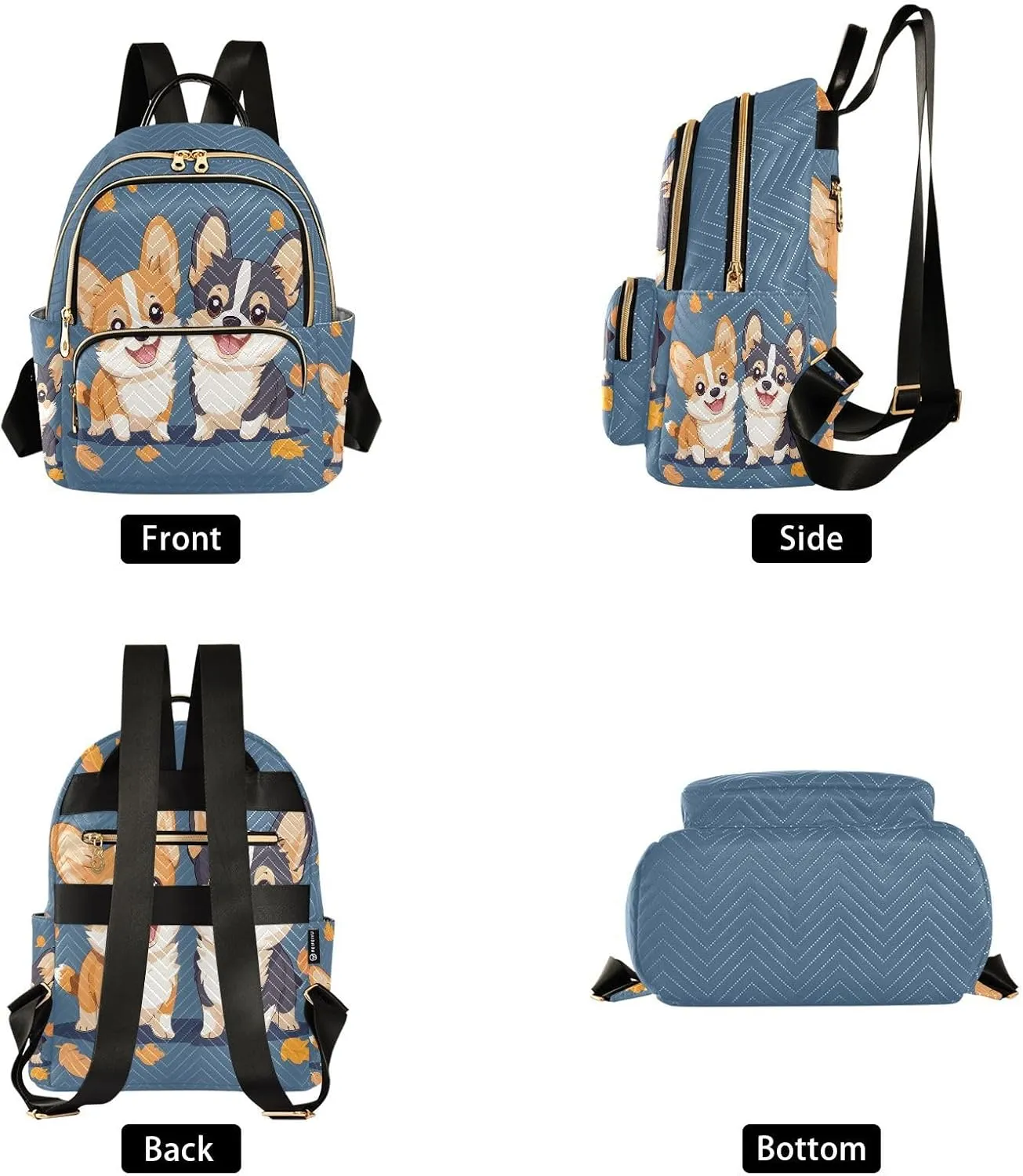Cute Cartoon Welsh Corgi Dog Backpack Purse for Women Shoulder Bag Fashion Daypack Ladies Handbag Lightweight Travel Bag Rucksack