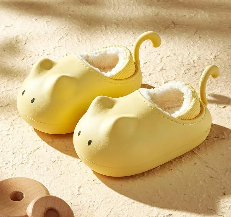 Cute Cat Kitty Cozy Winter Cotton Slippers for Boys and Girls （Age 4-13）