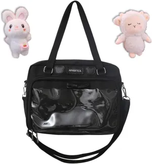 Cute Crossbody Bag with Kawaii Accessories Women Casual Plush Ornament Tote Bag Clear Pocket Travel Shoulder Bag