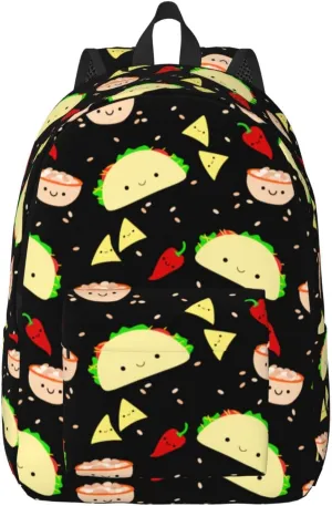 Cute Food Taco Backpack for Girls Boys Women Lightweight Canvas Bookbag Casual Daypack for Travel Outdoor Camping, 15 Inch